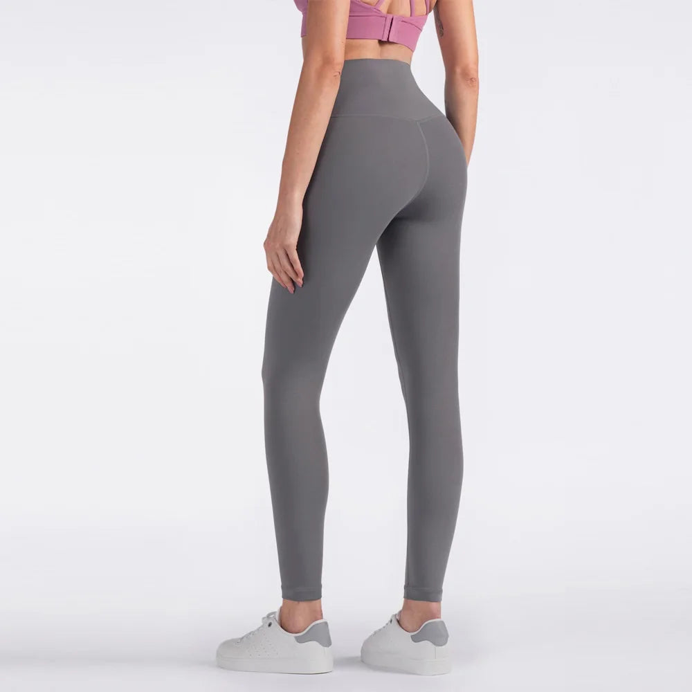 Solid Color High Waist Yoga Legging Athletic soft Women Sport Pant Tight Butter Gym Comprehensive Training Jog Back Waist Pocket - ATFH