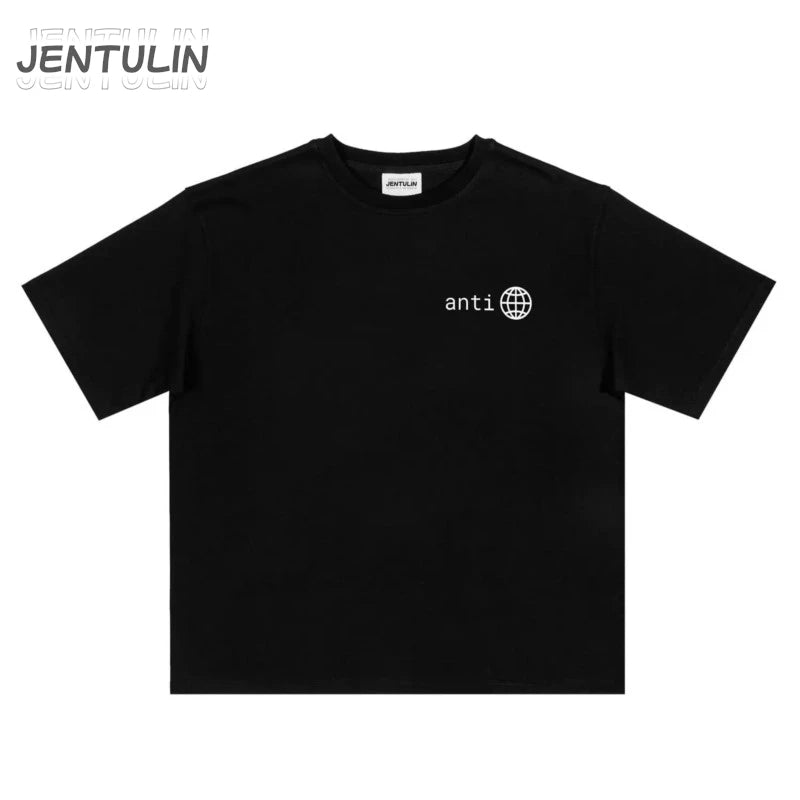 Harajuku Men's T-Shirt Y2k Black Style Letter Print Tshirt Fashion Oversized Tops Gothic Graphic Tees Summer Streetwear Clothing - ATFH