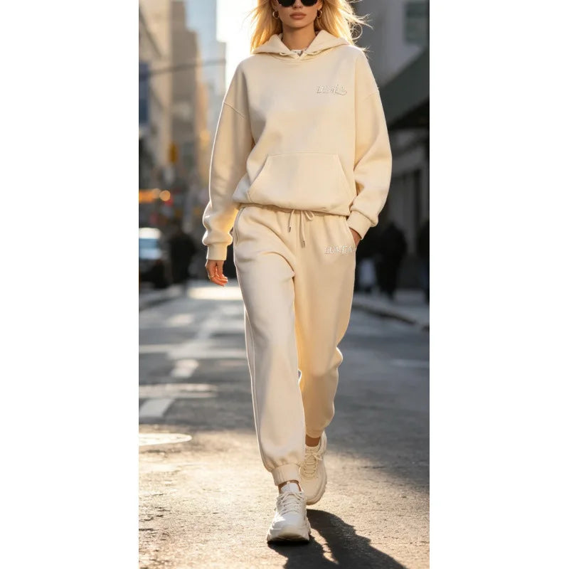 Women's Tracksuit Hoodies Trousers 2PCS Suit Winter Sports Jogging Outfits Fashion Street Designer Clothes for Women Pants Set