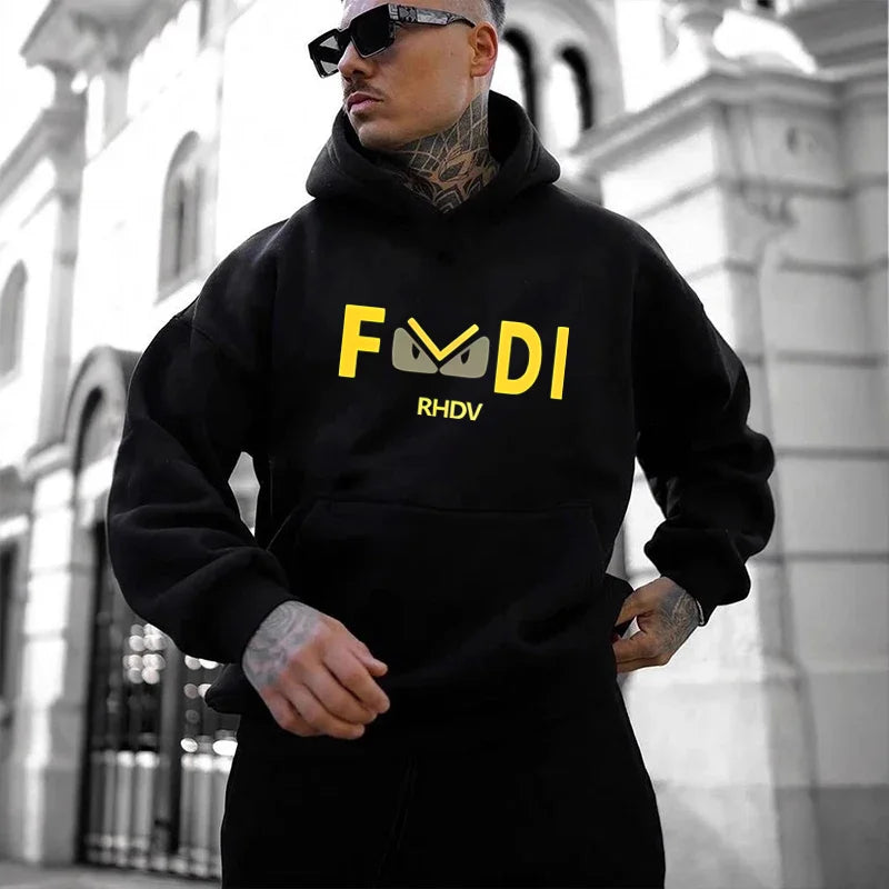 Fashionable Autumn and Winter Casual Men's and Women's Fleece Street Hip-Hop Harajuku Sports Top 2025 Trendy Hooded Clothing