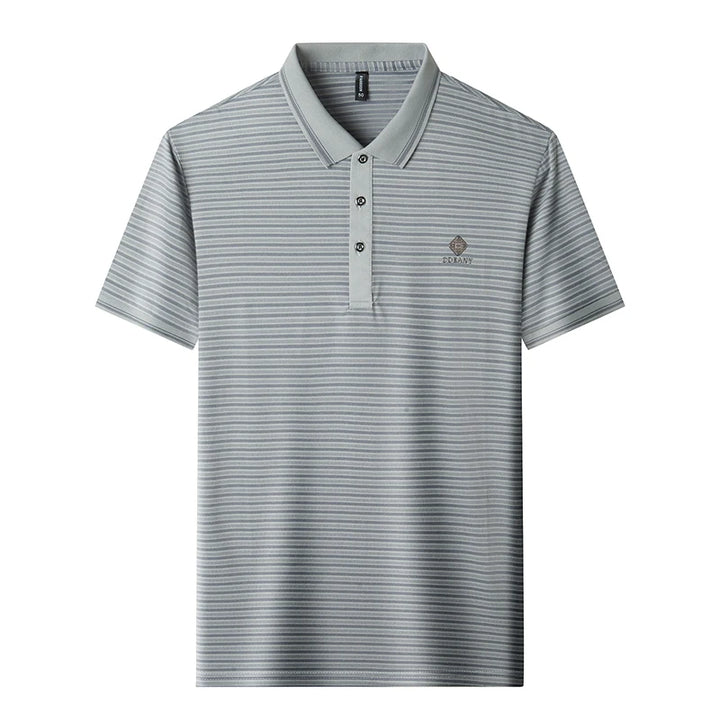 Luxury letter embossed men's polo shirt short sleeve summer new high-quality brand breathable casual fashion striped T-shirt