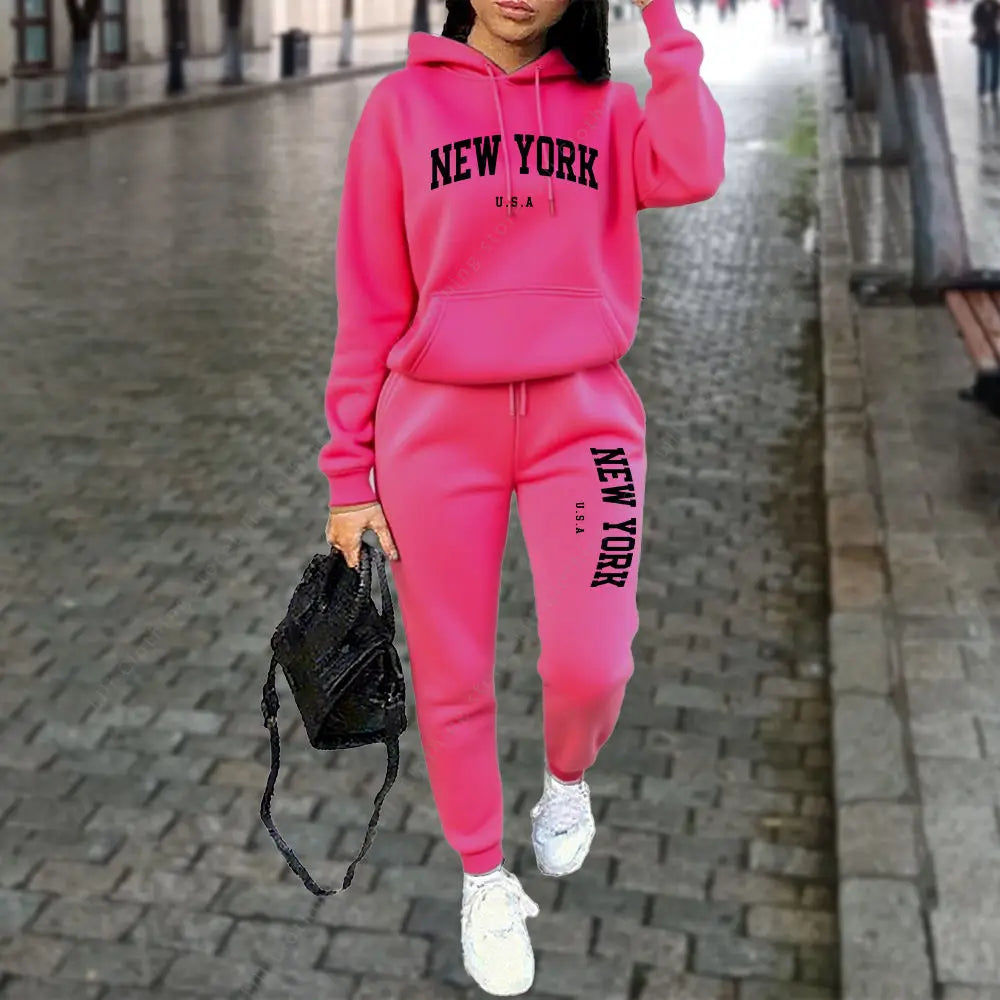 Women's Tracksuit Autumn Winter Hoodies Trousers 2PCS Suit Sports Jogging Street High quality Clothes Women Pants Sets