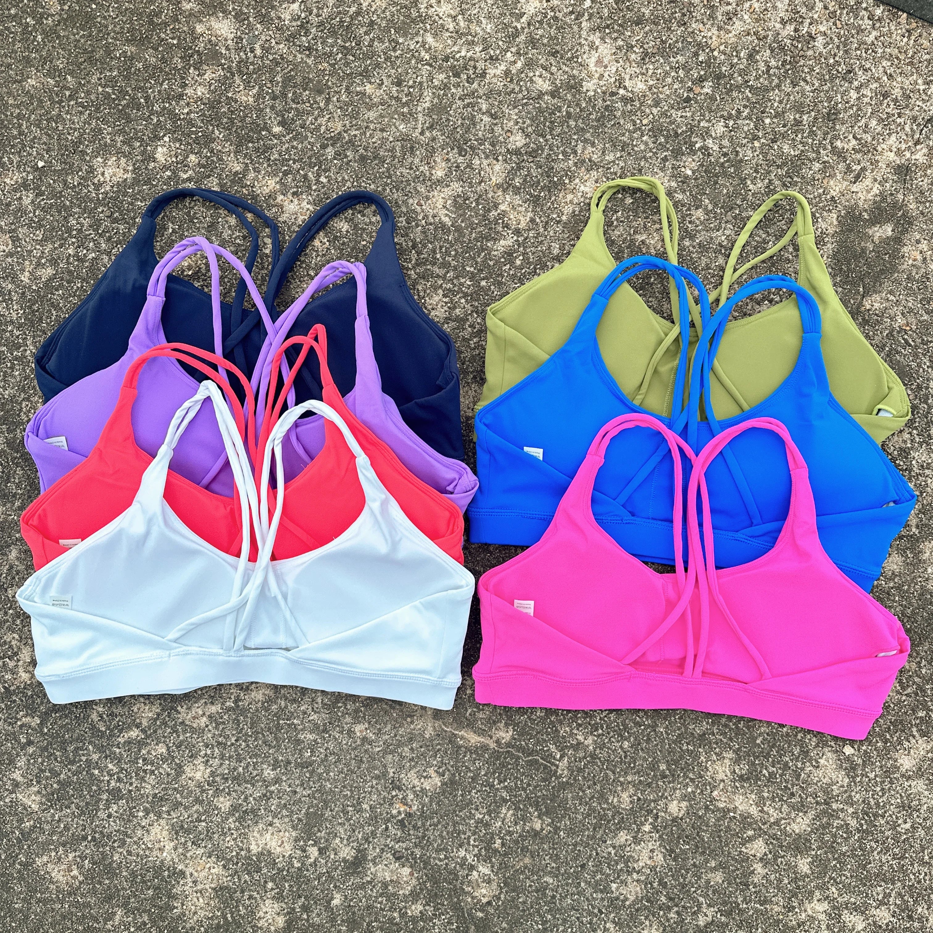 Solid Color high strength Gym Yoga underwear cross Women Fitness Sport Bra Top shockproof Athletic Tight Workout With Chest Pad - ATFH