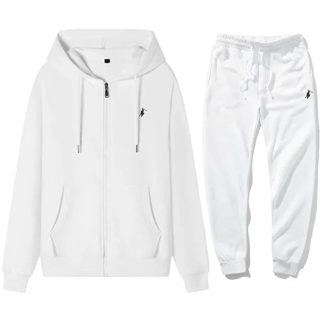 Men's classic hoodies and sport pants for autumn and winter, suitable for casual fitness, warmth and casual sportswear sets in a - ATFH