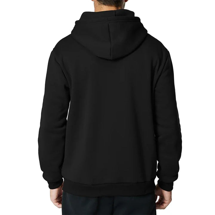 2025 Autumn and Winter New European and American Casual Zipper Sports Hat Set Fleece Solid Color Pants with Sweater for Men - ATFH