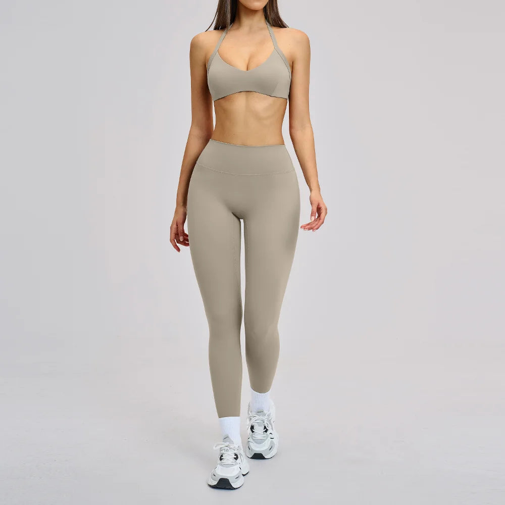Women's Yoga Suits 2 Piece Sportswear Yoga Tracksuit Ventilate Vest High Waist Leggings Outfit Gym Set Running Workout Clothes - ATFH