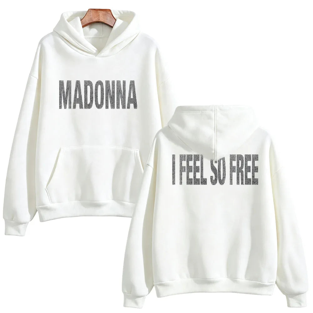 I Feel So Free Hoodie Graphic Printed Hoodie Madonna Merch Vintage Style Sweatshirts Women Men with Hooded Loose Casual Pullover