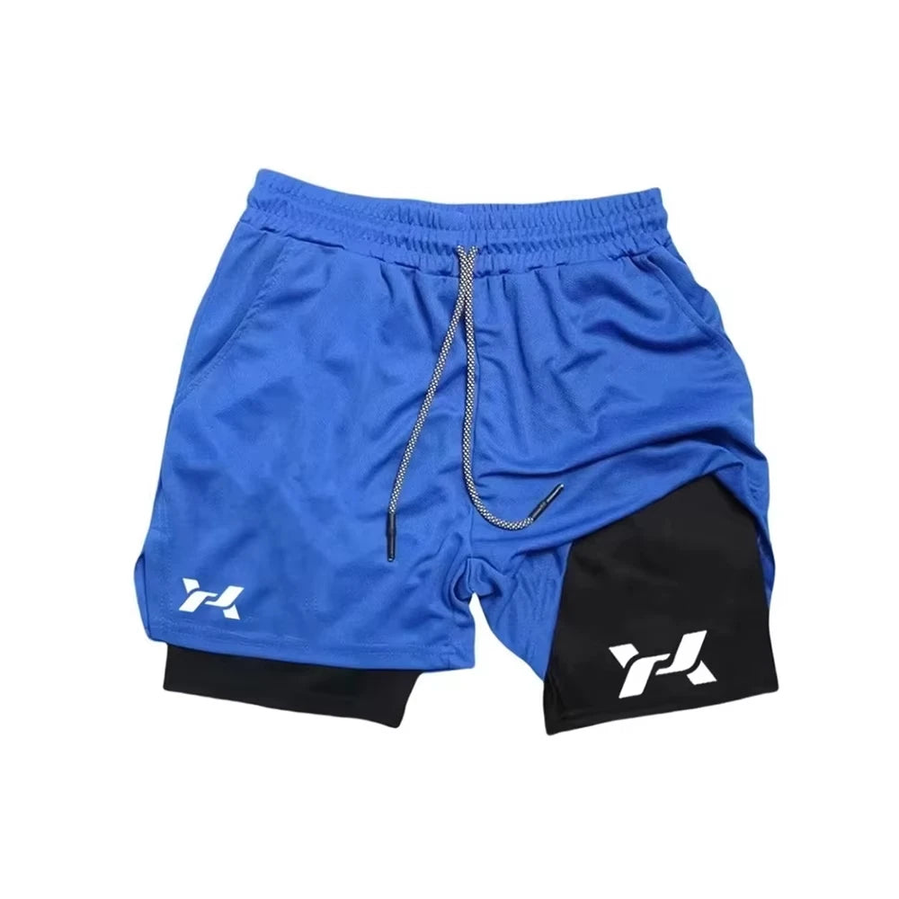 2026Men's Two-in-one Sports Shorts Breathable Casual Quick-drying Double-layer Shorts Running Sportswear Bottoms ZY00197