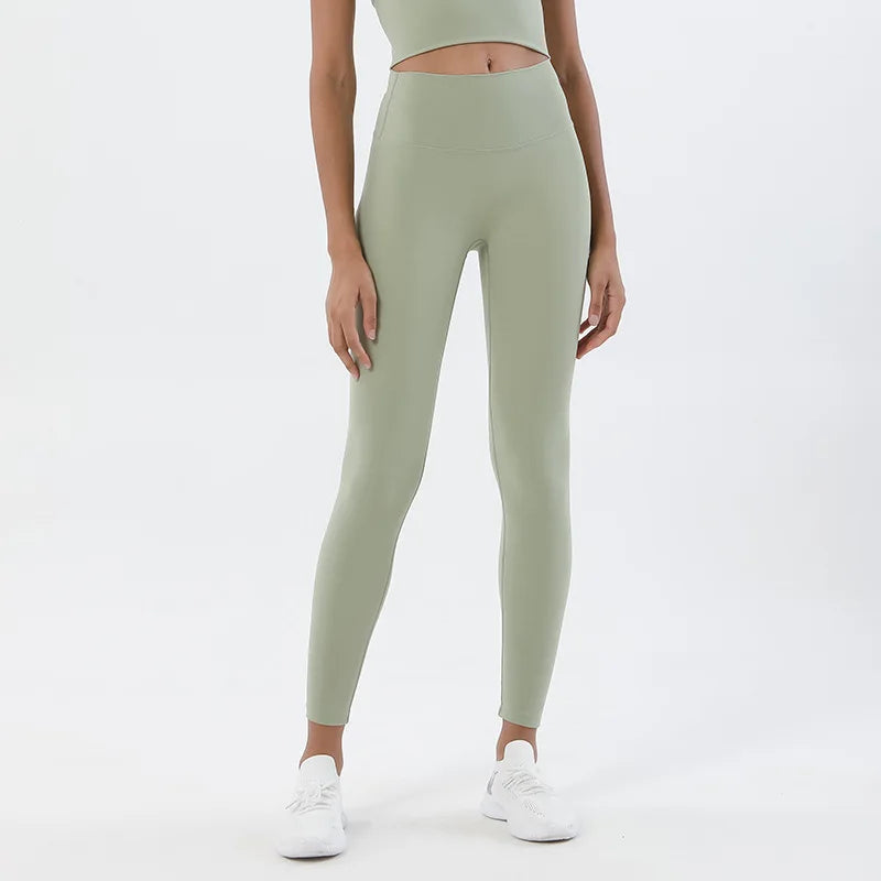 SOISOU Nylon Yoga Pants Gym Leggings Women Girl Fitness Soft Tights High Waist Elastic Breathable No T Line Sports Pants - ATFH