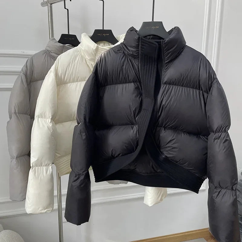 2023 Winter Down Cotton Jacket Women Parka Puffer Jacket Long Sleeve High Waist Coat Y2k Thickened Warm Coat women clothes ATFH