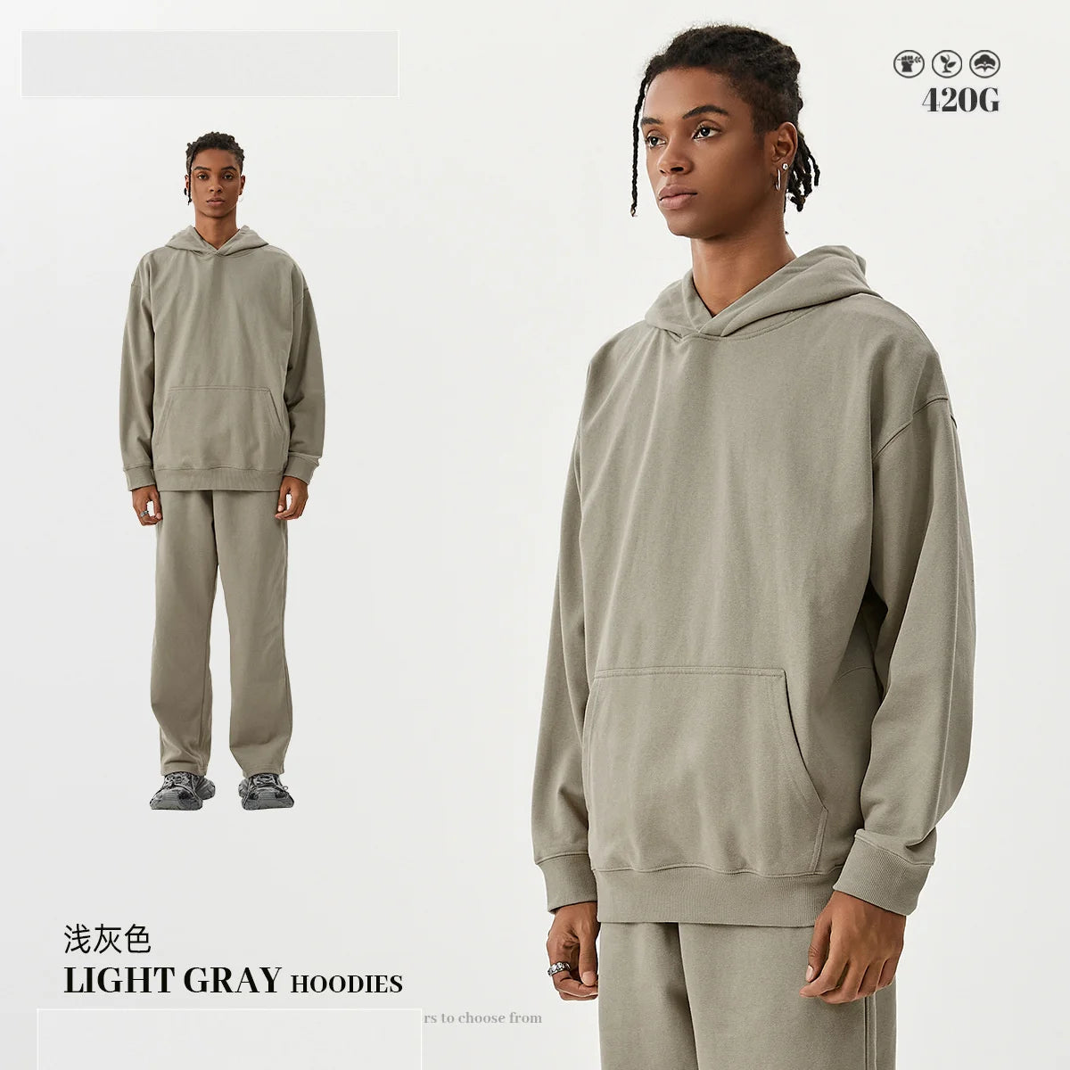 MAQVOB Top Quality Luxury Apparel 420g French Terry Tracksuit Euro US Size Spring Autum Oversize Full Hoodie Tracksuit for Men - ATFH