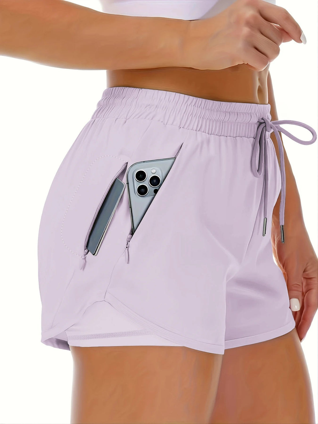 Women's athletic shorts, running, yoga, two-piece design, anti-exposure shorts, fitness, elastic, slimming leggings Tahsi Fashion House