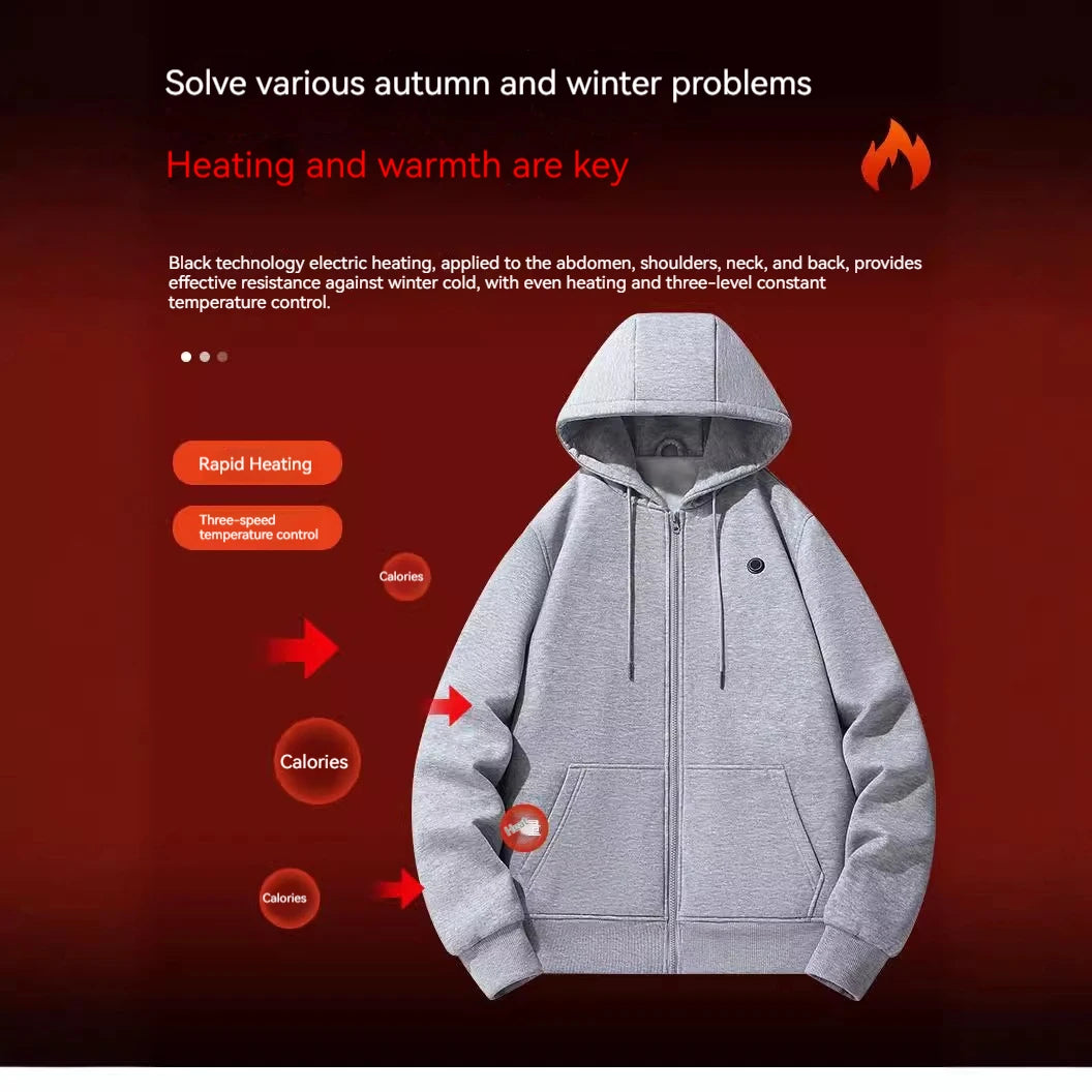 Newest Heating Hoodie for 3-TemperatureUSB Rechargeable Winter Thermal Fleece Pullover - ATFH