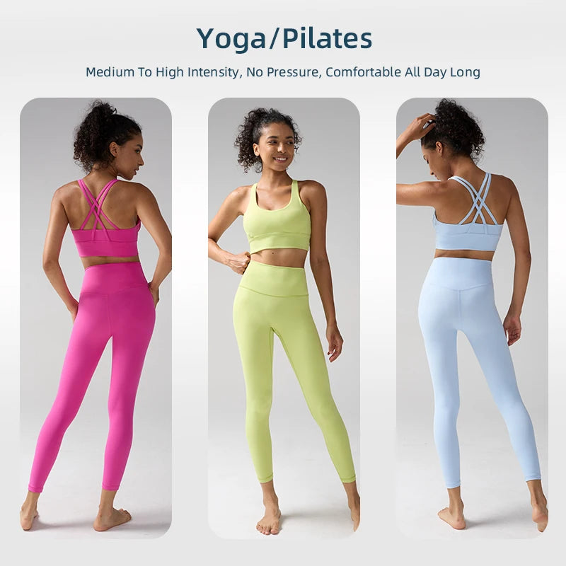 Women's Yoga Set Workout Set 2 Piece High Waist Yoga Leggings Sports Bra Gym Suit Activewear Sports Fitness Set Sports Suit - ATFH