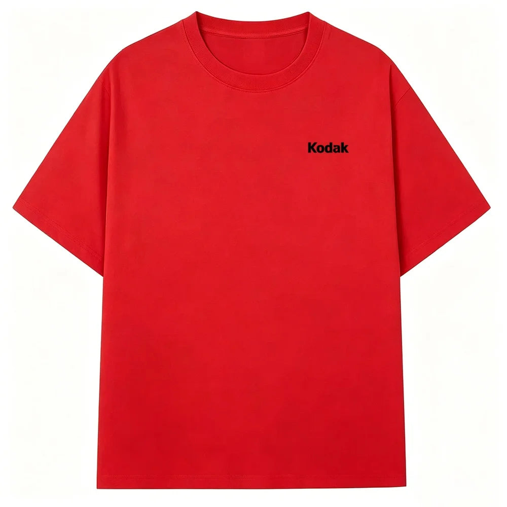 Kodak Mini Logo T-Shirt, Cream Beige Small Print Tee, Cotton Crewneck for Men & Women Retro Casual Streetwear ATFH