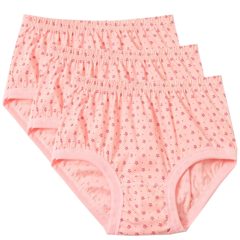 3pcs Pure Cotton Women Panties Large Size High Waist Underwear Briefs Mother Breathable Comfort Panty Plus Size Female Lingeries