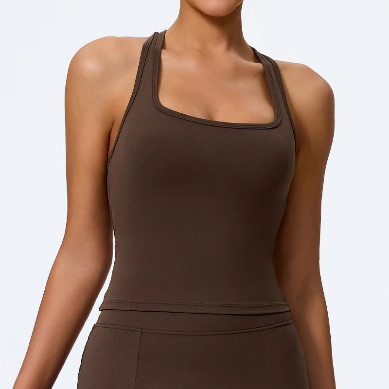Hearuisavy Summer Shockproof Yoga Vest Running Gym Tank Top Women Fitness Quick-Dry Workout Vest Female Sports Sleeveless Top - ATFH