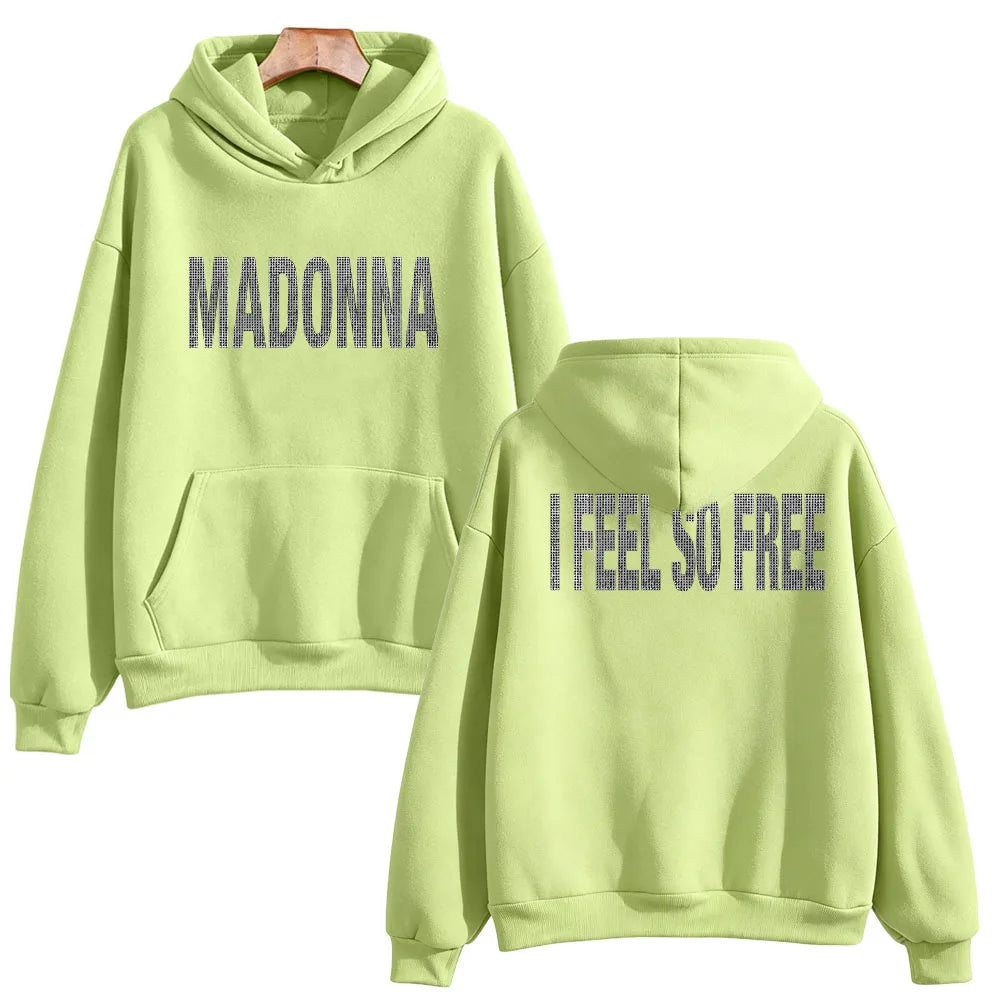 I Feel So Free Hoodie Graphic Printed Hoodie Madonna Merch Vintage Style Sweatshirts Women Men with Hooded Loose Casual Pullover