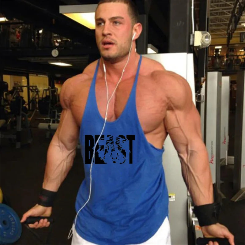 Y Back Cotton Gym Tank Tops Men Sleeveless Tanktops For Men Bodybuilding Clothing Undershirt Fitness Stringer Vest