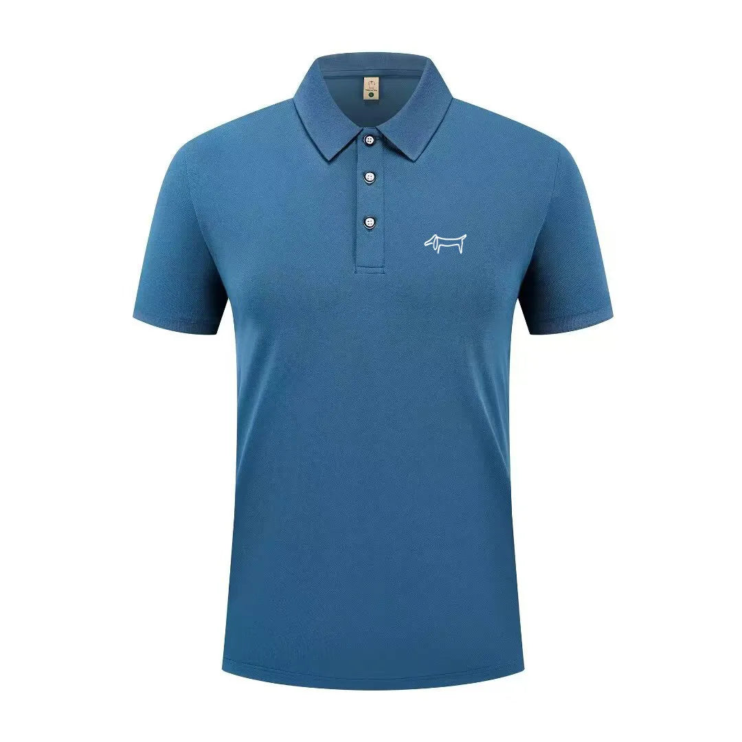 High end luxury men's new T-shirt collar button letter print European style summer hot selling casual sports men's clothing