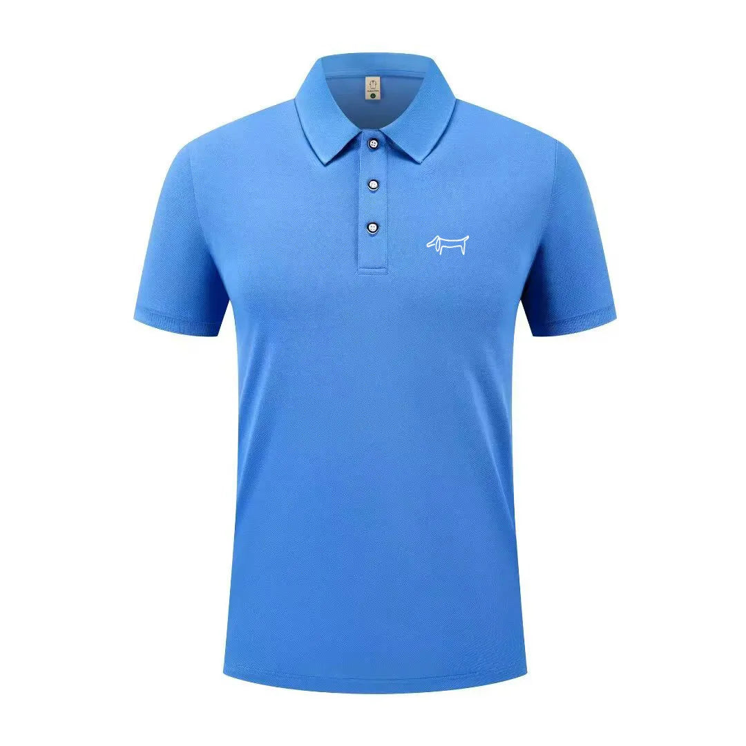 High end luxury men's new T-shirt collar button letter print European style summer hot selling casual sports men's clothing