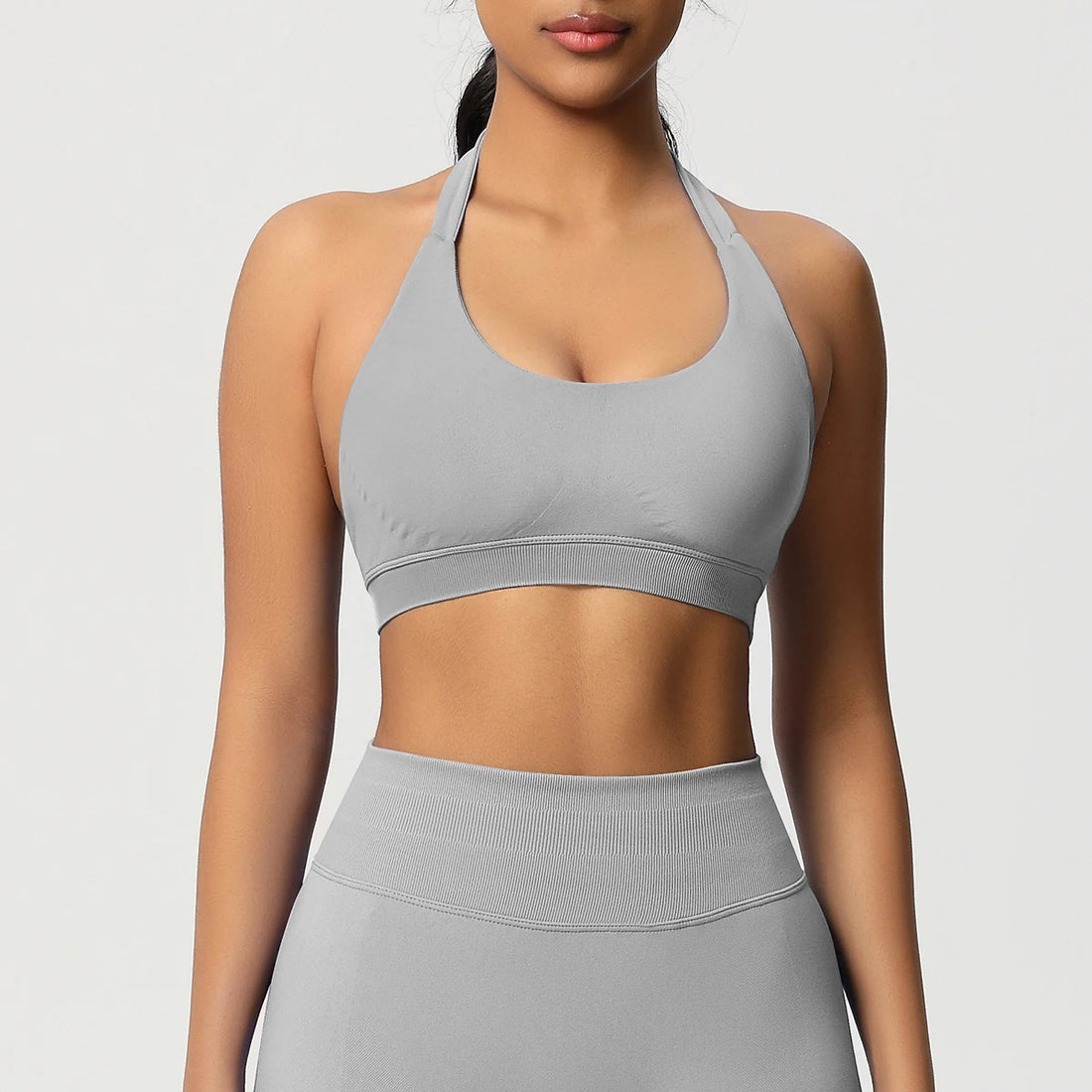 High Stretch Sports Bra Women Halter Seamless Yoga Bra Padded Backless Sports Bras Gym Crop Top Push Up Workout Yoga Tops Woman - ATFH
