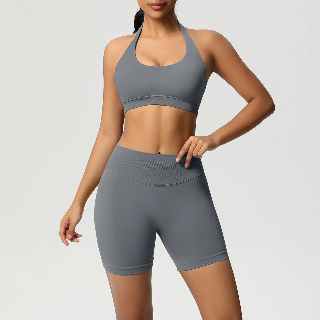 2PCS Sportswear Woman Sports Yoga Set Gym Clothes Yoga Suits For Women Tracksuits Sports Shorts Crossover Bra Gym Leggings - ATFH