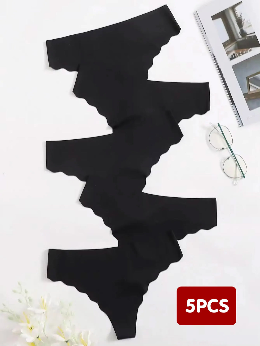 5pcs Women's Panties Set Fashion Thongs Soft Seamless Underwear Sexy Lingerie Breathable G-String Cozy Solid Underpanties