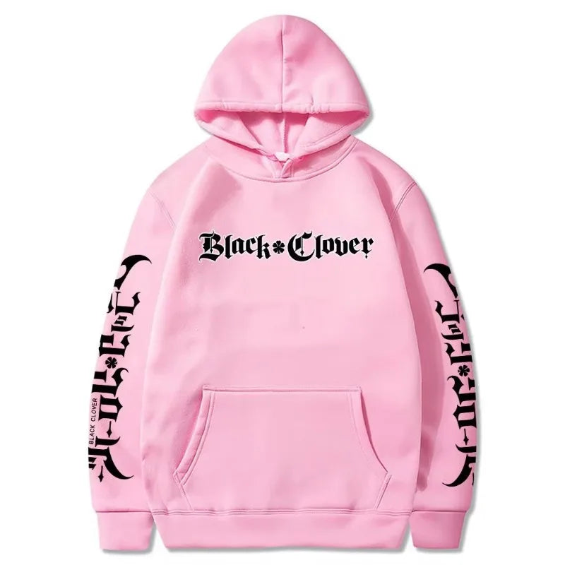 Anime Black Clover Letter Printed Hooded Men Women Manga Hoodies Long Sleeve Prevalent Streetwear Harajuku Unisex Sweatshirt - ATFH