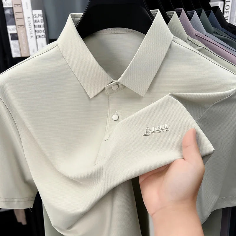 Mens Embroidered Polo Shirt Short Sleeve Slim Fit Casual Style Soft And Comfortable Fabric For Daily Wear And Weekend Getaways