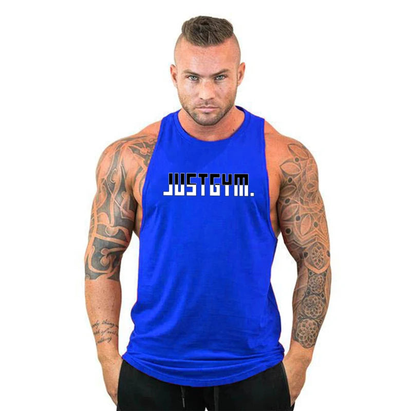 Running Vests Gym Bodybuilding Sleeveless Shirt Men's Fitness Tank Tops Workout Muscle Stringer Cotton Breathable Singlet