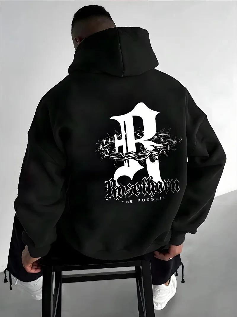 Fashionable Men's Autumn European and American Letter Printed Comfortable Soft Hooded Sweatshirt Outdoor Street Style Clothing - ATFH