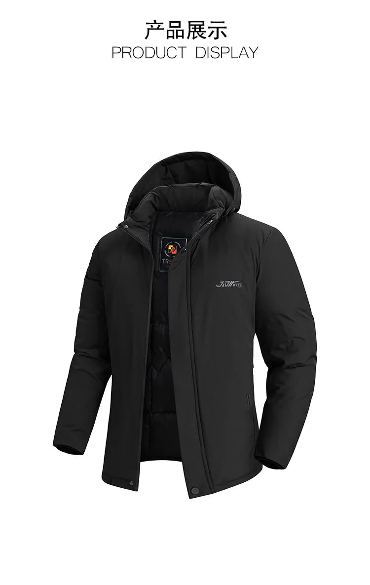 New Style Hooded Parkas Wind Proof Cold Proof Brand Mens Light Weight Parkas Korean Style Simple Jacket Warm Solid Color Coat