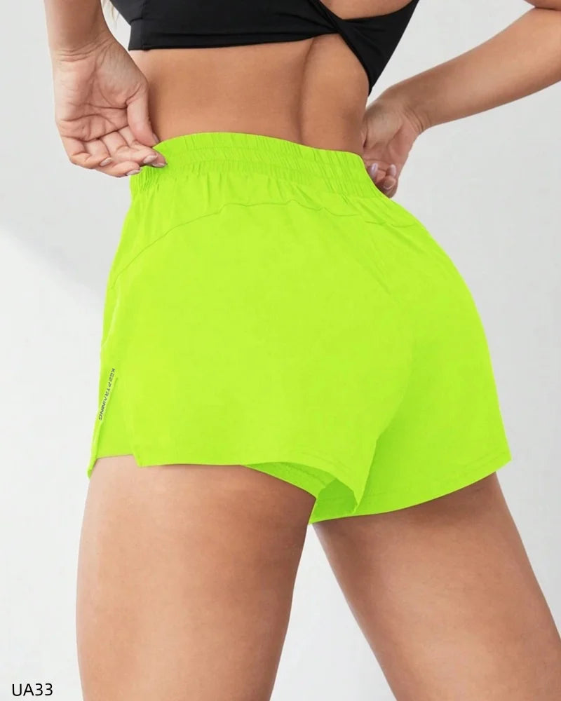 2026 Women's high waisted sports shorts with double-layer pockets quick drying breathable and slim fit suitable for slow running Tahsi Fashion House