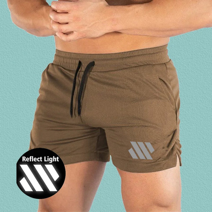 Men's quick drying sports shorts - reflective stripes, breathable and slim fit, suitable for running, jogging and gym workouts