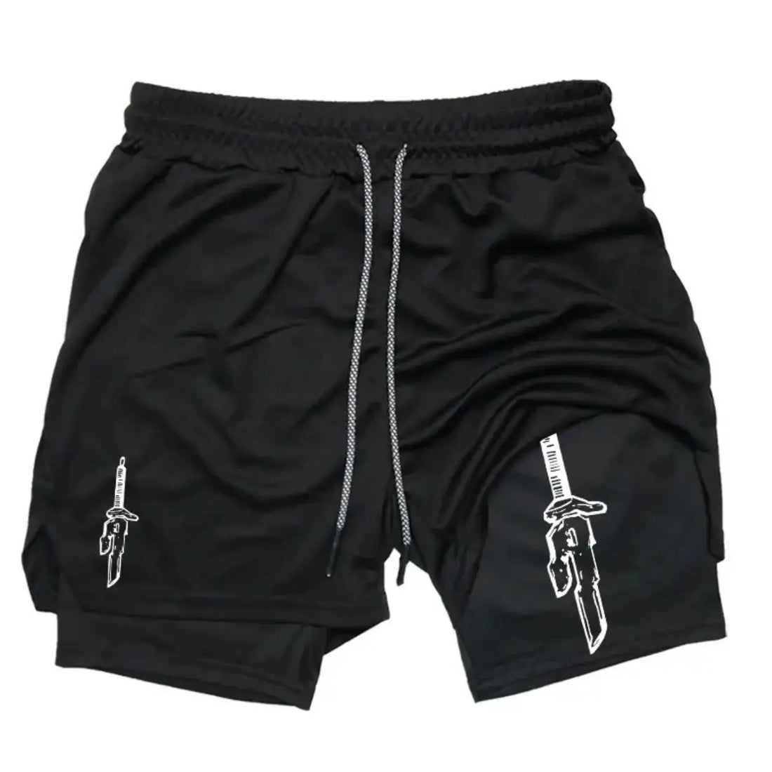 2025 New Summer Anime Pattern Print Adult Double-Layer Fashion Fitness Casual Shorts