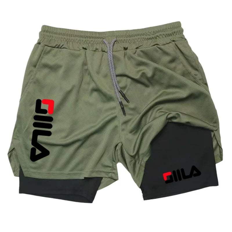 2026 Men's Fashion Double Layer Athletic Shorts Sports Shorts, Double Layer Quick Dry Basketball Muscle Gym