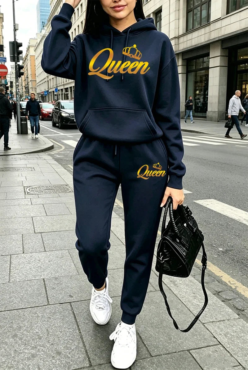 Autumn Winter Women's Outfits Printing Casual Hooded Sweatshirts Outdoors Sports Jogging Clothing Hot Sales Single Hoodie Pants