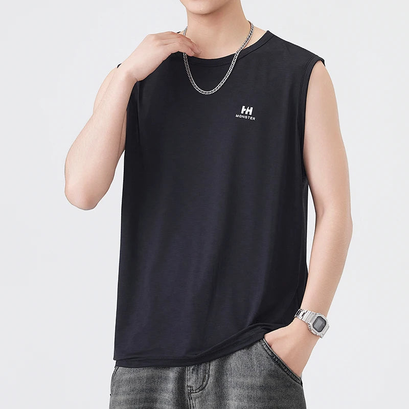 Men's Summer Ice Silk Tank Tops Gym Stringer Transparent Bodybuilding Sleeveless T Shirt Fitness Vest Tees Male Muscle Singlets