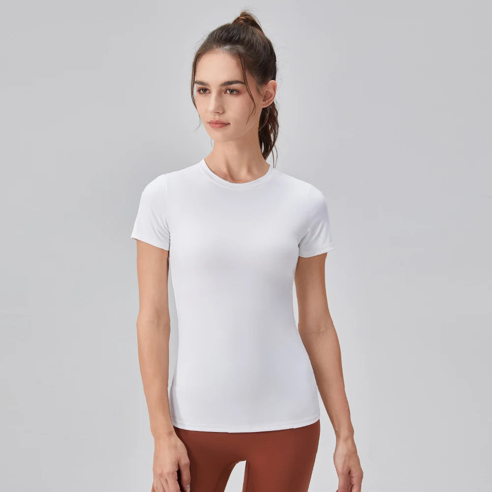 2024 Women Sports Shirt Tight Yoga top Quick Dry Gym Top Outdoor Short Sleeve  Running Sportswear Women T-shirts - ATFH