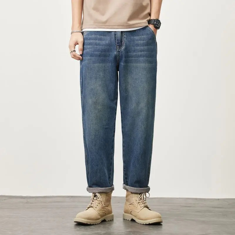 Summer Micro-cone Straight Jeans for Men Loose Comfortable and Versatile Casual Teenager Trendy Retro Trousers jeans for man ATFH