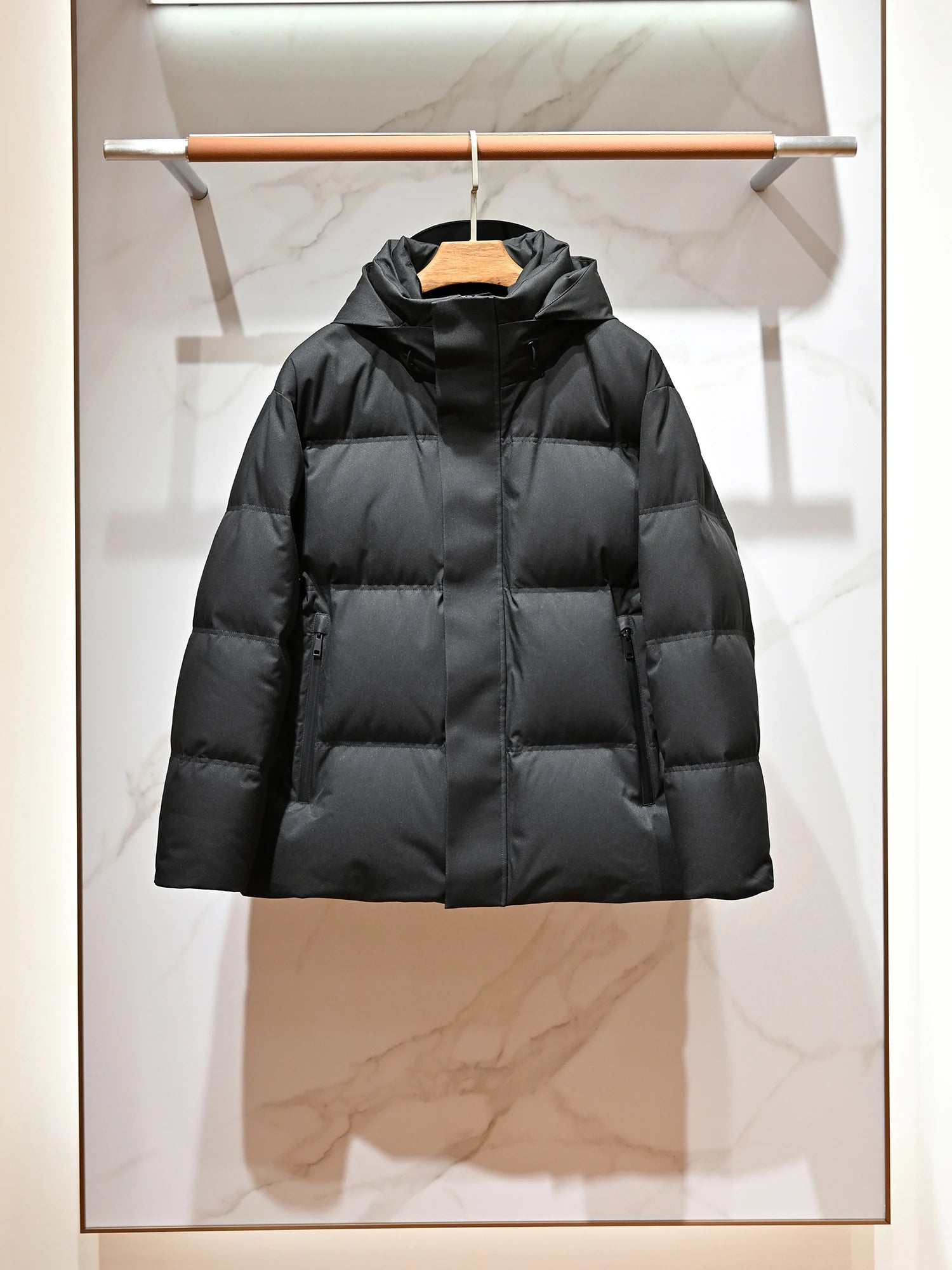 Men's Thickened Warm Detachable Hooded down Jacket 90% White Goose down Puffer Coat for Cold Weather