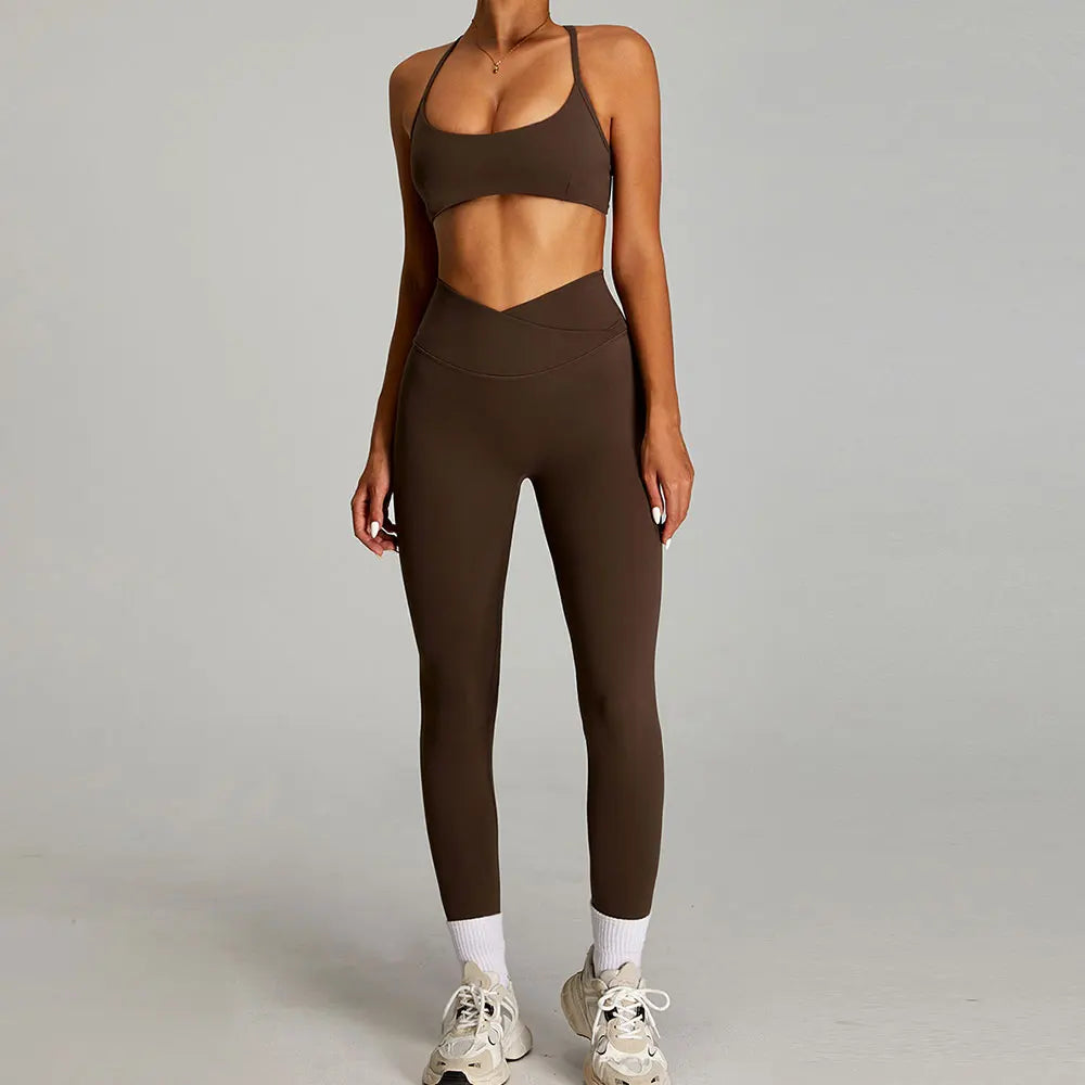 mikeyoga Women Yoga Suit 2PCS Sports Set Quick-Drying Gym Set Women Tracksuit Running Workout Short Sleeves Sports Yoga Clothing - ATFH