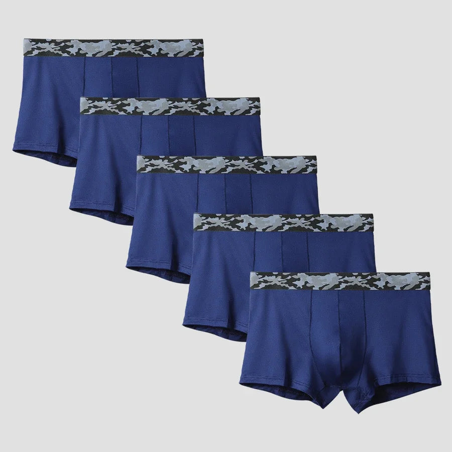 5PCS The men's underwear brand Ice Silk ultra-thin breathable, individual, sexy and trendy four-corner shorts for young people