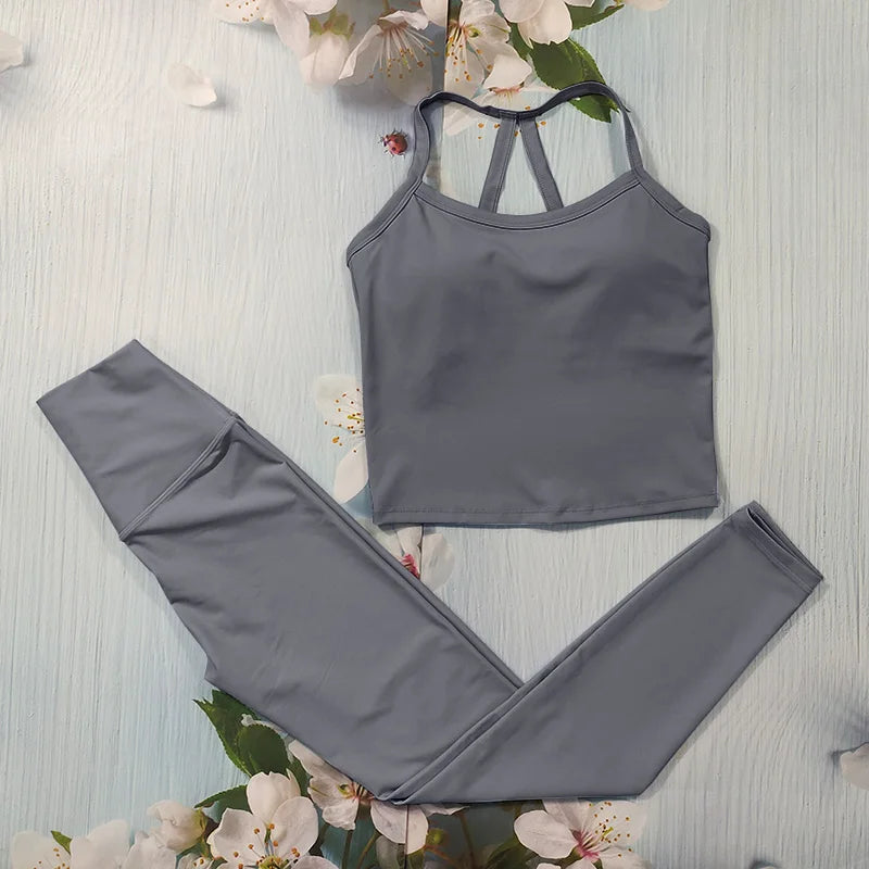 Nude Feel Fitness Suit Sports Set Women's Tracksuit Sexy Yoga Outfits Gym Sportswear Legging And Underwear Workout Clothes Woman - ATFH