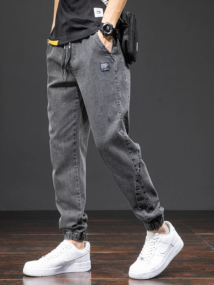 Spring Summer Black Blue Cargo Jeans Men Streetwear Denim Jogger Pants Men Baggy Harem Jean Trousers Plus Size ATFH