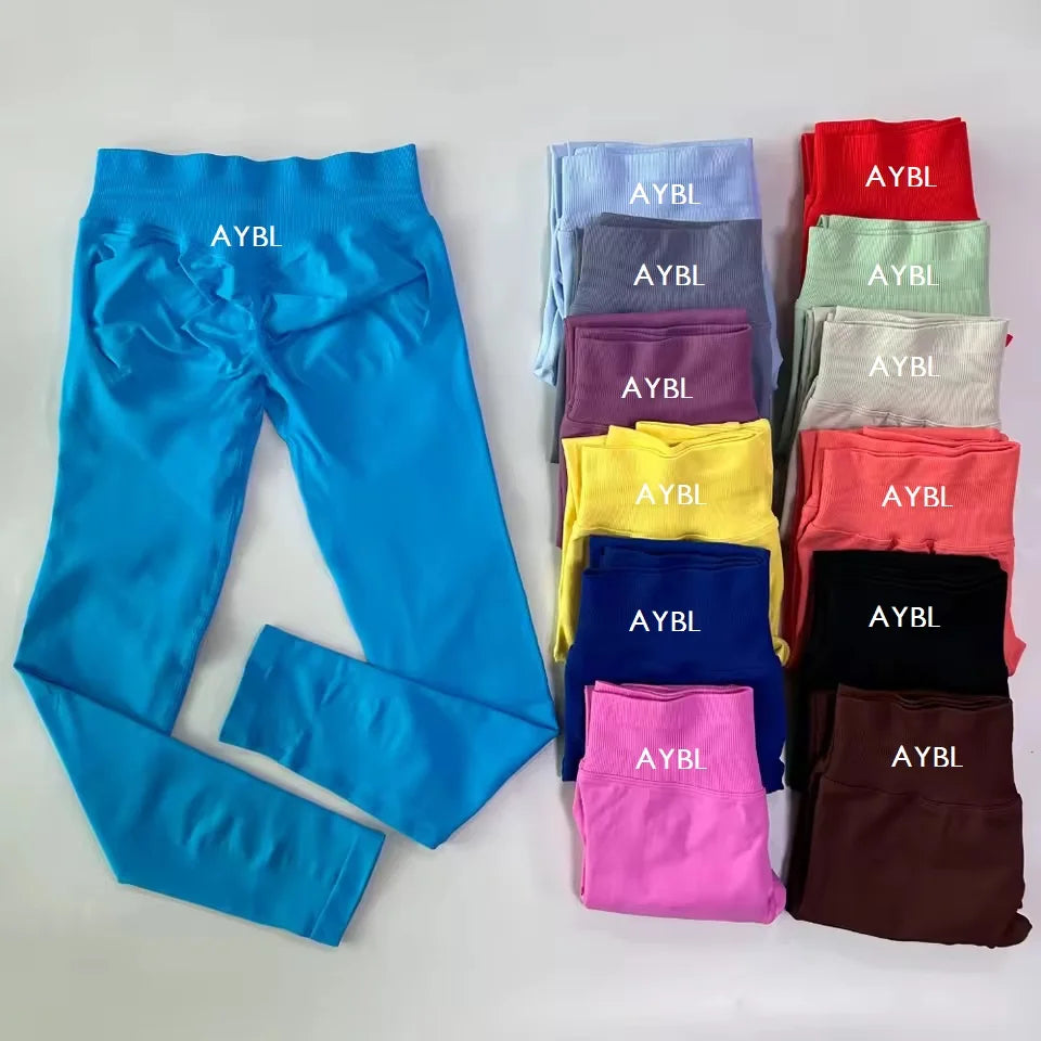 Trendy Yoga Leggings Scrunch Seamless Yoga Women Legging Gym Sports Pants Low Ribbed Band High Stretch Fitness Tights Pant - ATFH