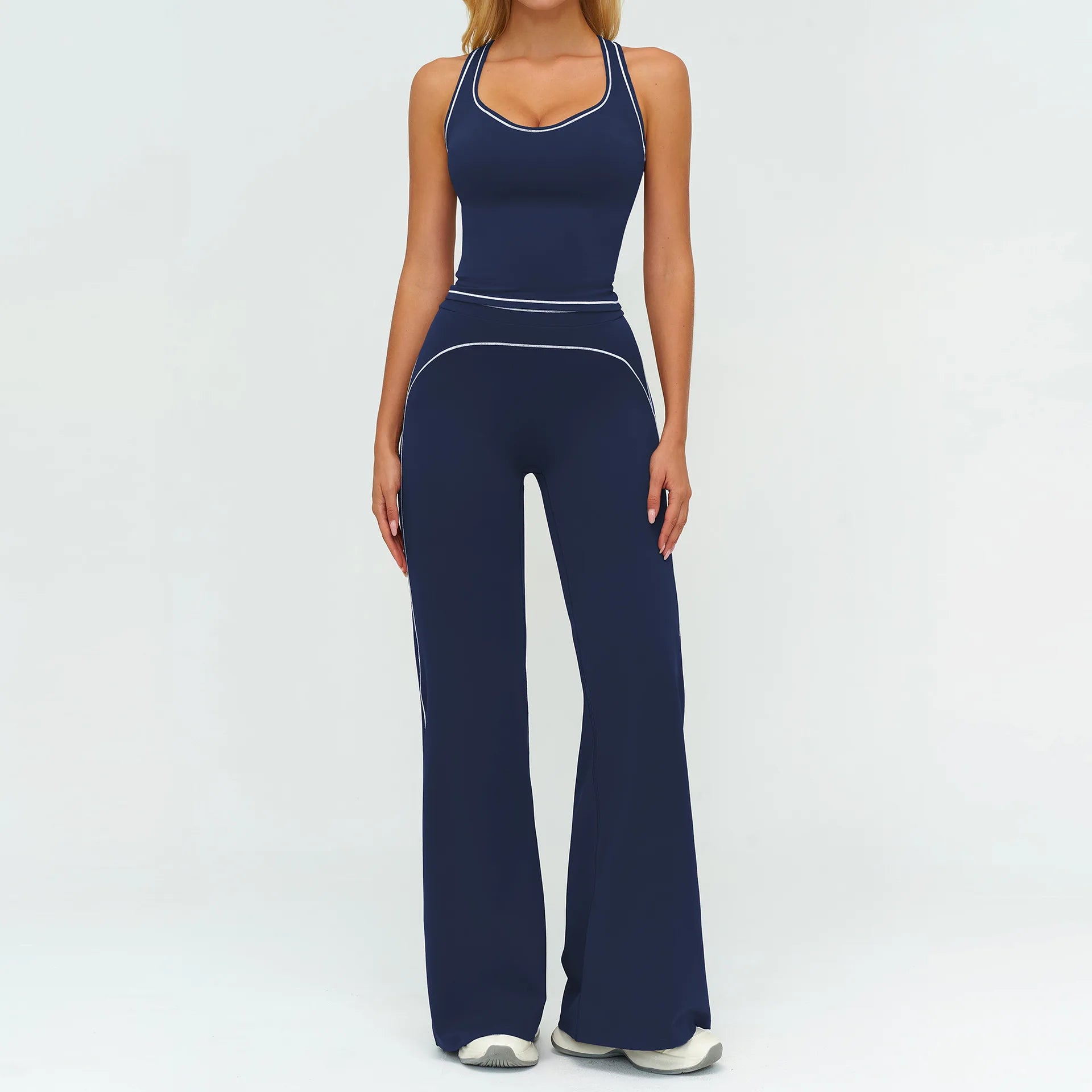 2PCS Yoga Set Gym Clothes Outdoor Sports Outfits Women Tracksuit Gym Fitness Suits Workout Long Sleeved Flared Pants Sportswear - ATFH