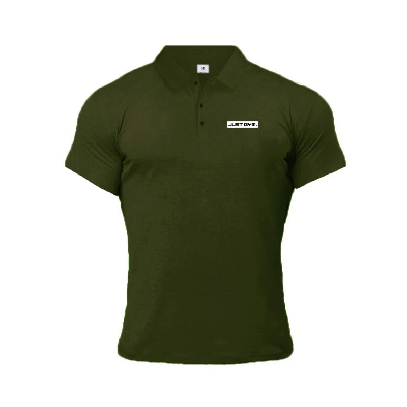 Fashion Lapel Tight Polo Shirts Cotton Breathable Short Sleeves T-Shirts Gym Workout Muscle Tops Mens Bodybuilding Fitness Polos
