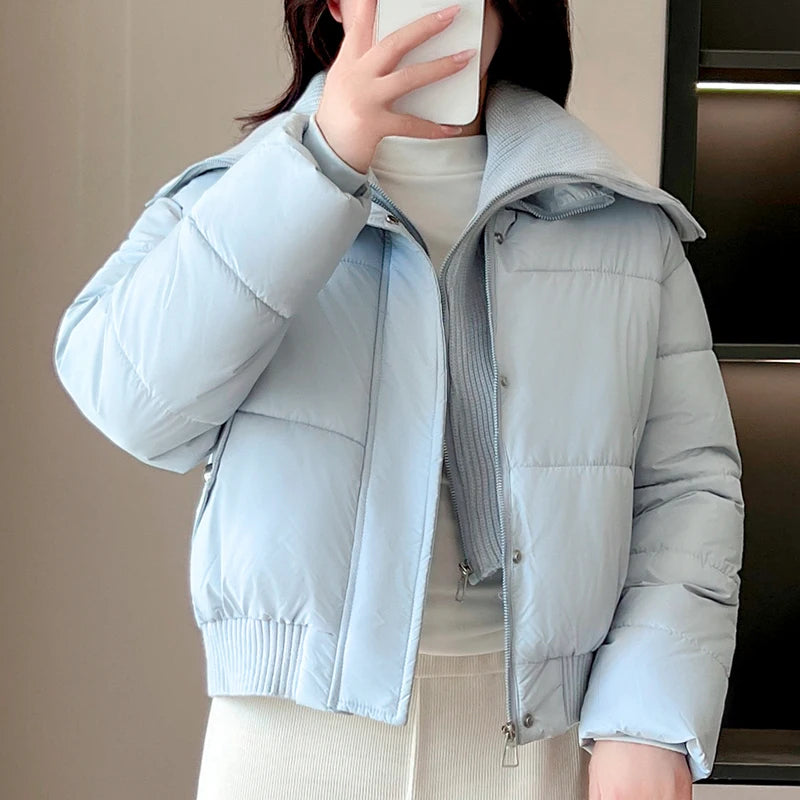 Fashion Winter Coat Female Short Parkas Long Sleeve Loose Thick Warm Women's Jackets ATFH